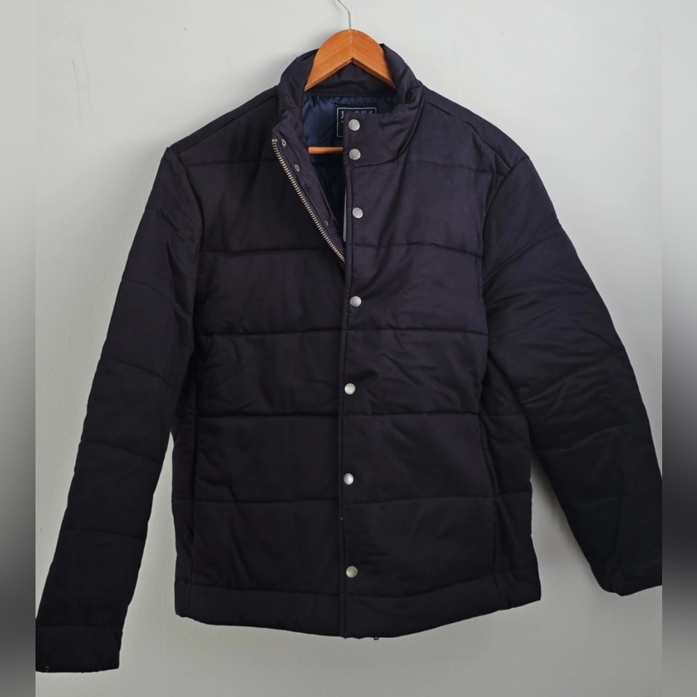 Men's Jachs Navy Stretch Sateen Quilted Puffer Jacket L